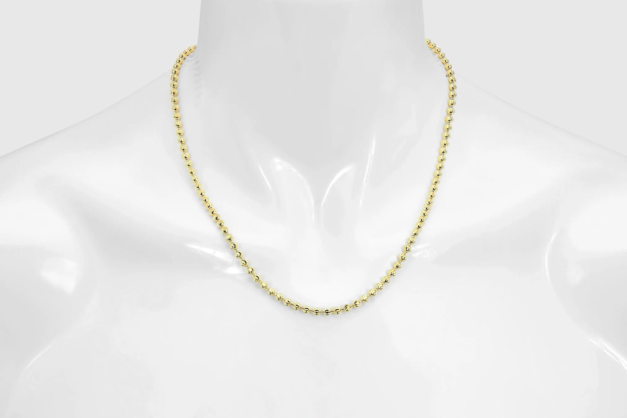 2mm - 5mm Moon Cut Bead Chain - 14k Yellow Gold