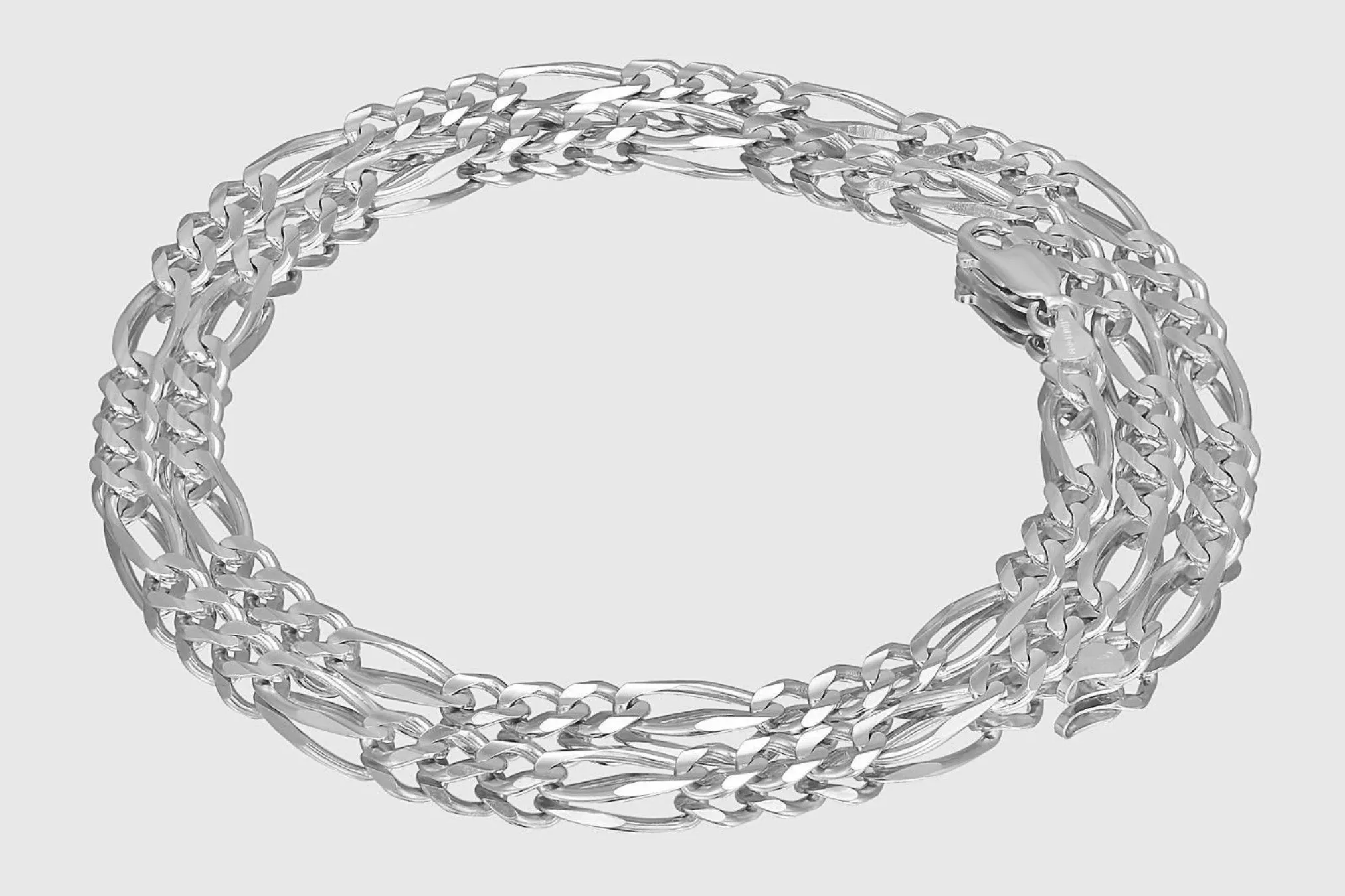 2mm - 6mm Solid Figaro Necklace - 14k White Gold