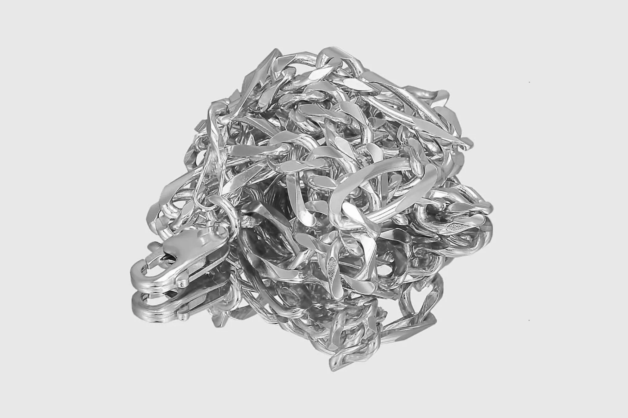 2mm - 6mm Solid Figaro Necklace - 14k White Gold