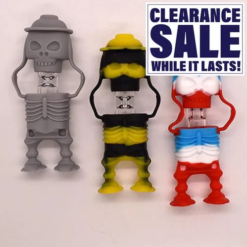 3.5" Skull Silicone and Glass one Hitter - Color May Vary - (1, 3 OR 6 Count)