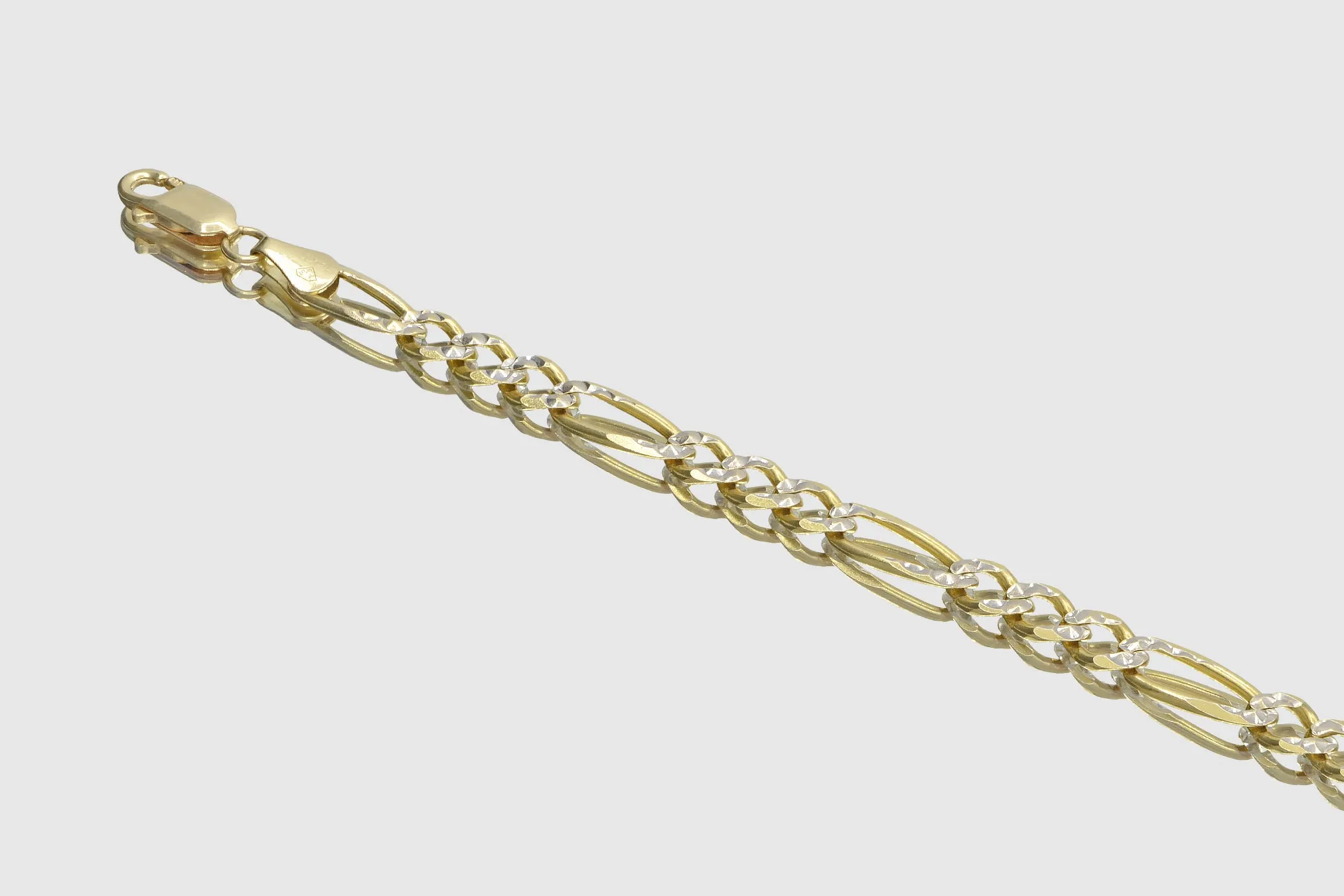 3mm - 12mm Solid Figaro Diamond Cut Necklace - 14k Yellow Gold