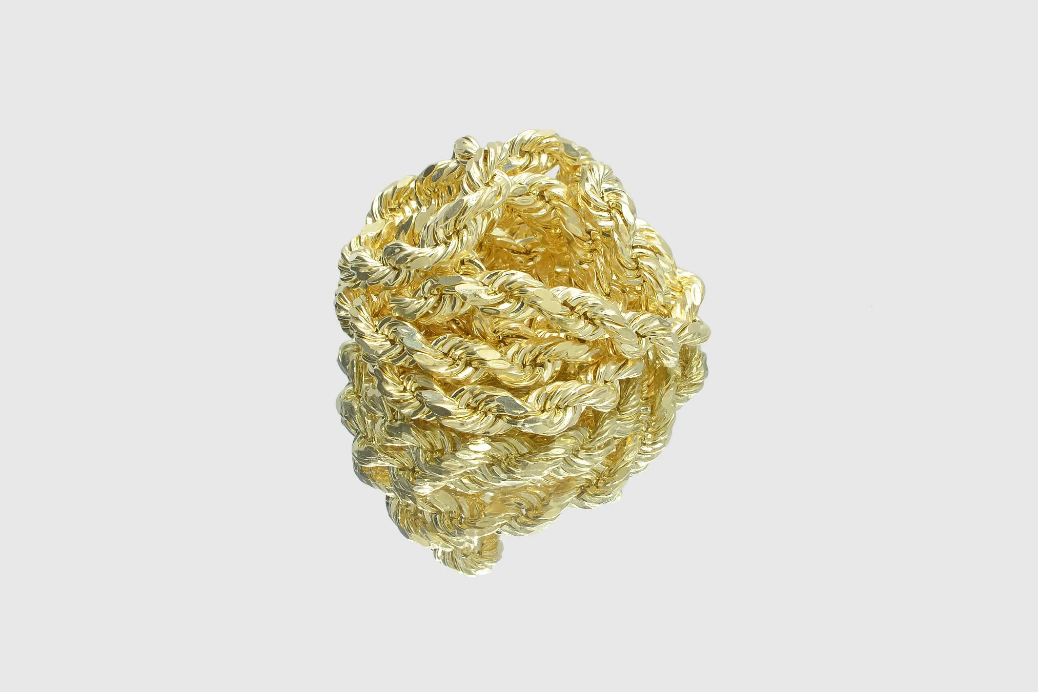3mm - 9mm Hollow Rope Necklace - 14k Yellow Gold
