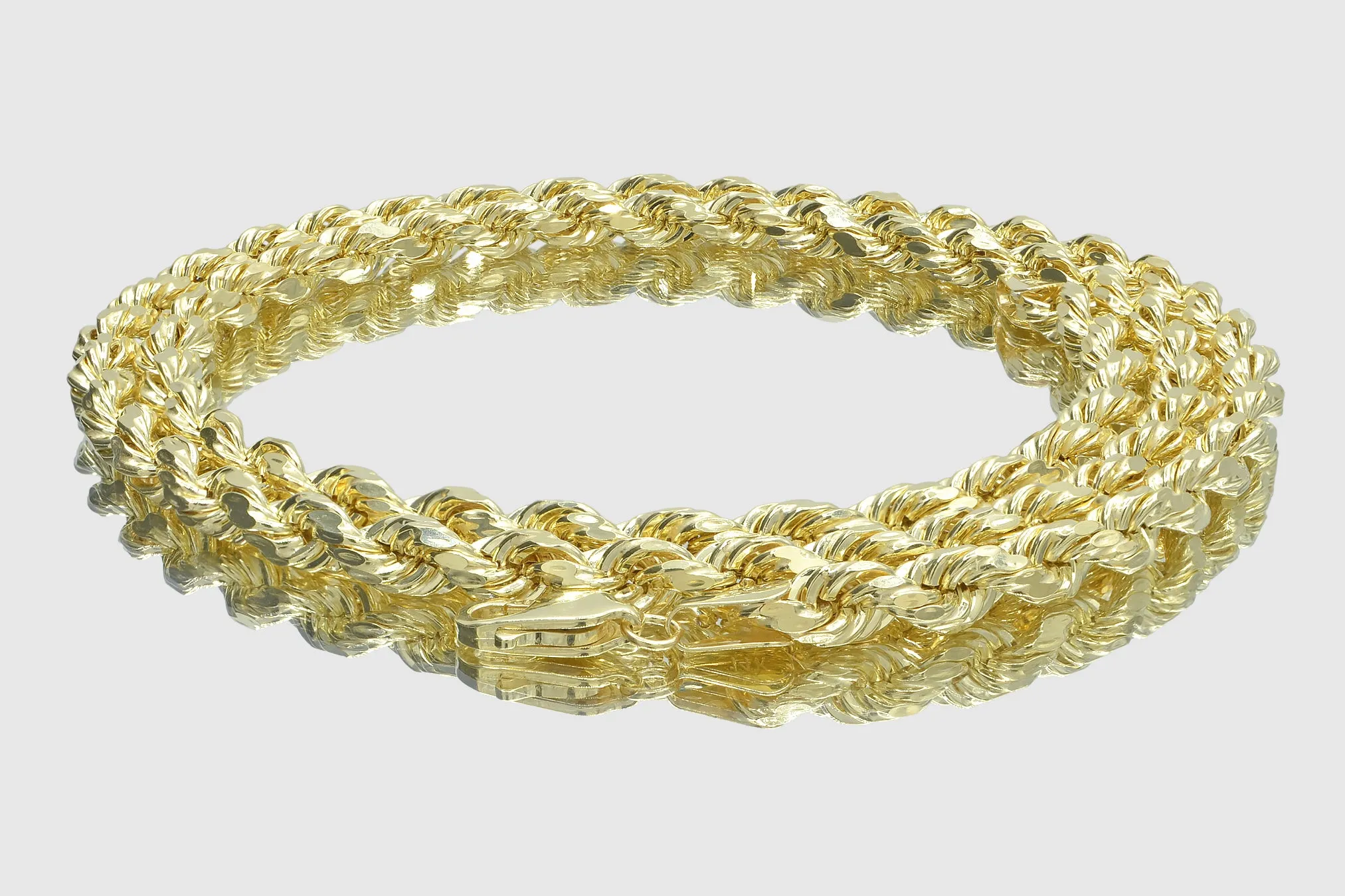 3mm - 9mm Hollow Rope Necklace - 14k Yellow Gold