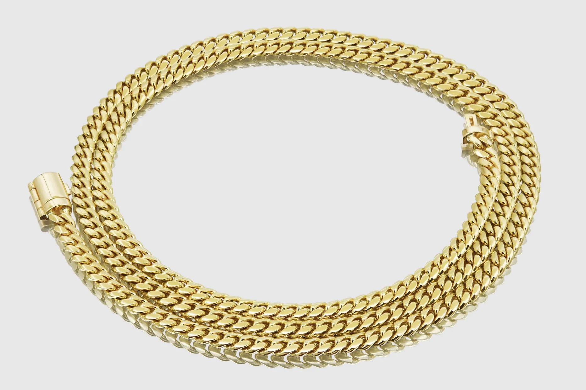 4mm Solid Miami Cuban Gold Barrel Lock Necklace