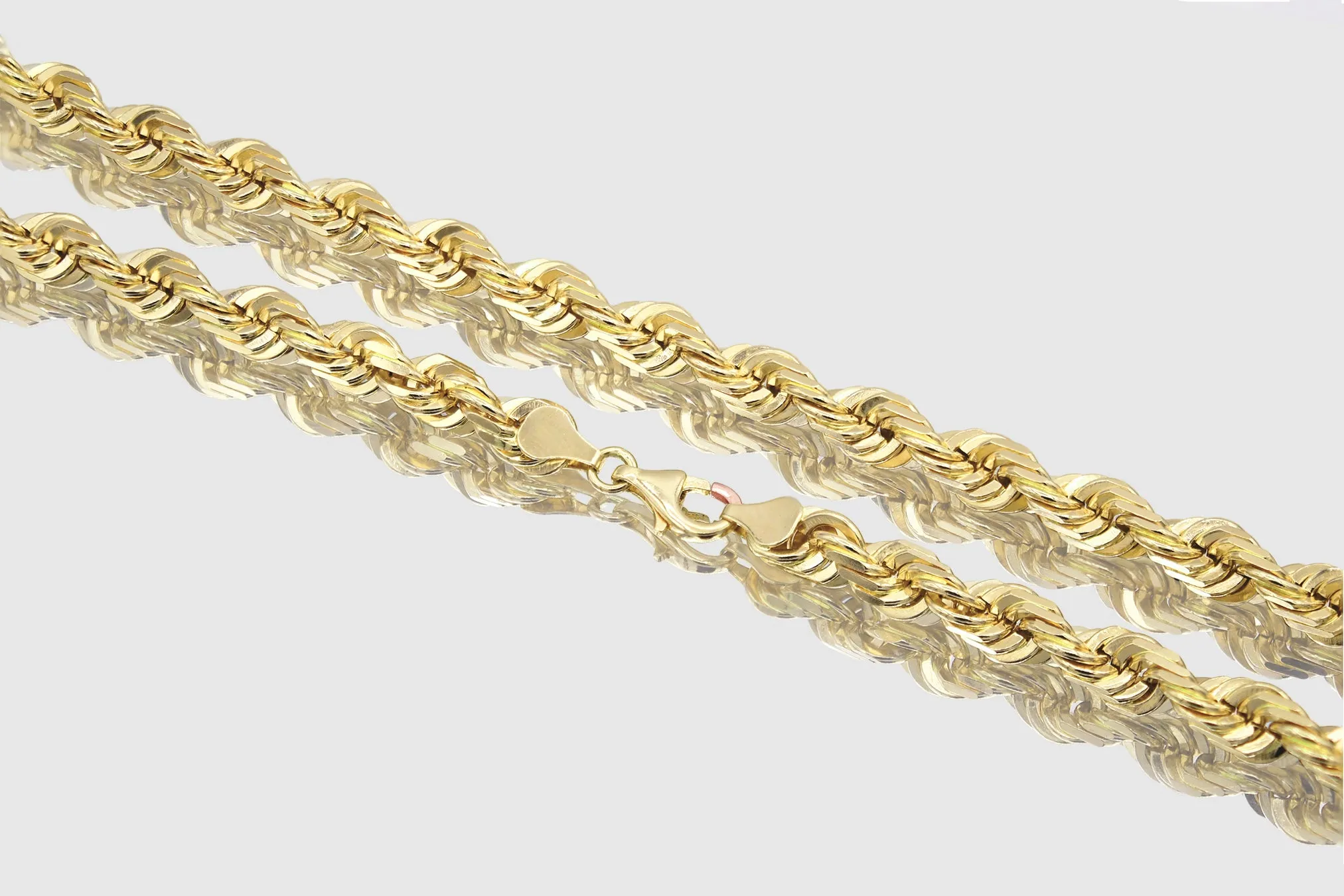 6mm - 22mm Solid Rope Necklace - 18k Yellow Gold