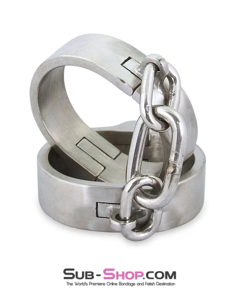 7806M      Captive Slave Chromed Steel Wrist Cuffs, Small / Medium