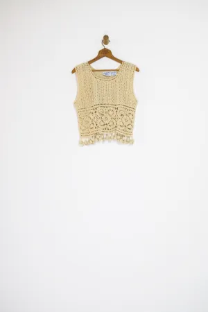 90’s CROCHET POM POM TOP / MEDIUM