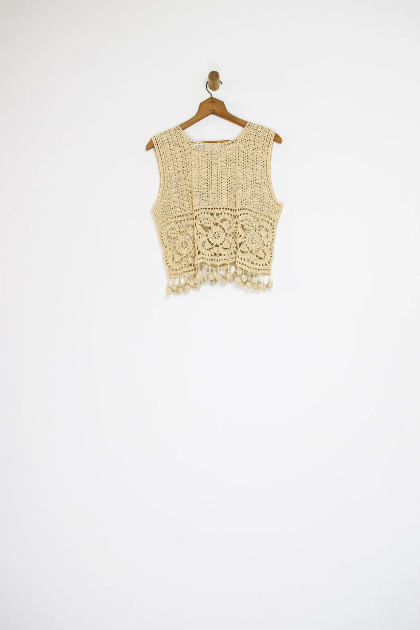 90’s CROCHET POM POM TOP / MEDIUM