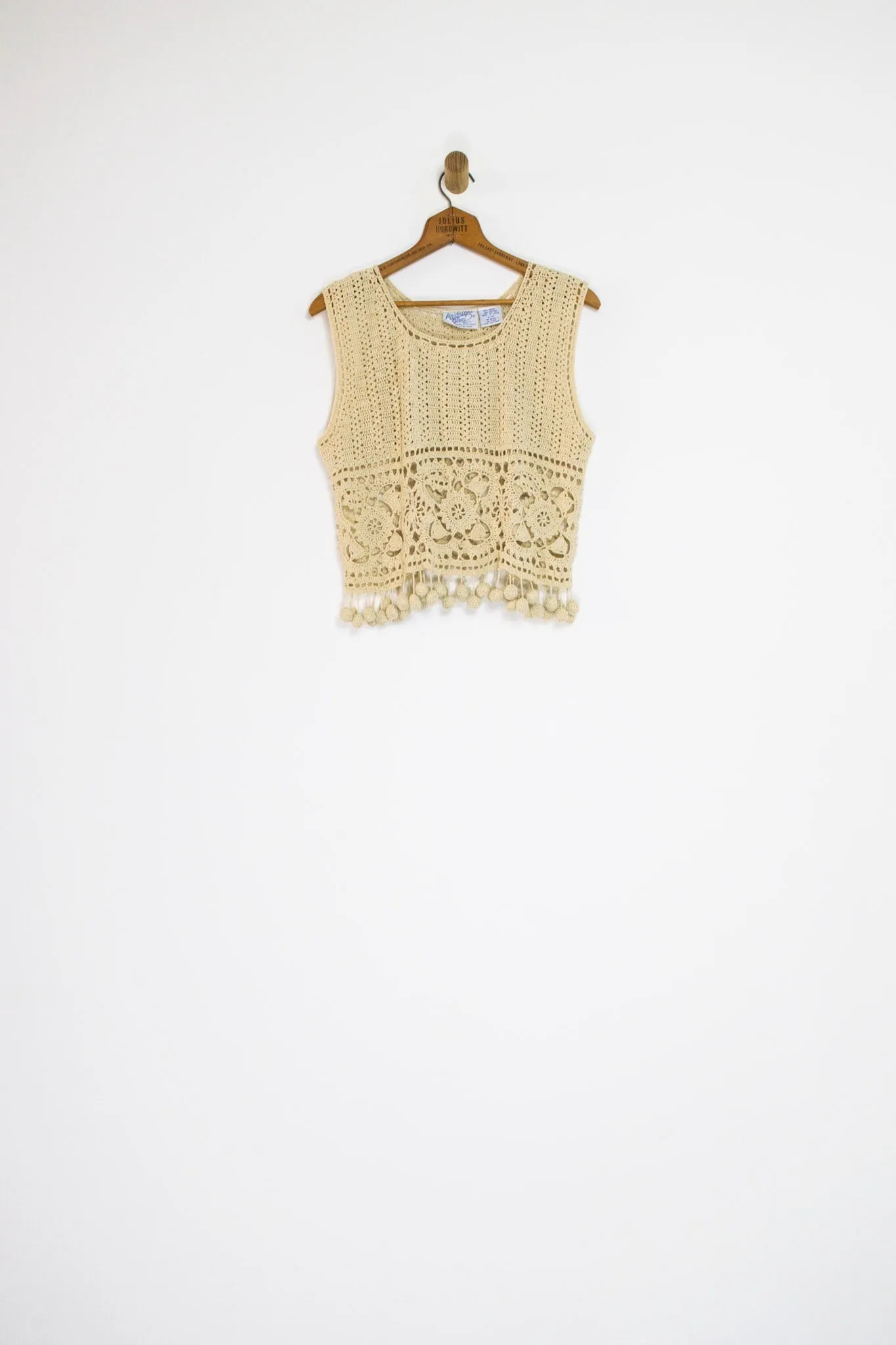 90’s CROCHET POM POM TOP / MEDIUM