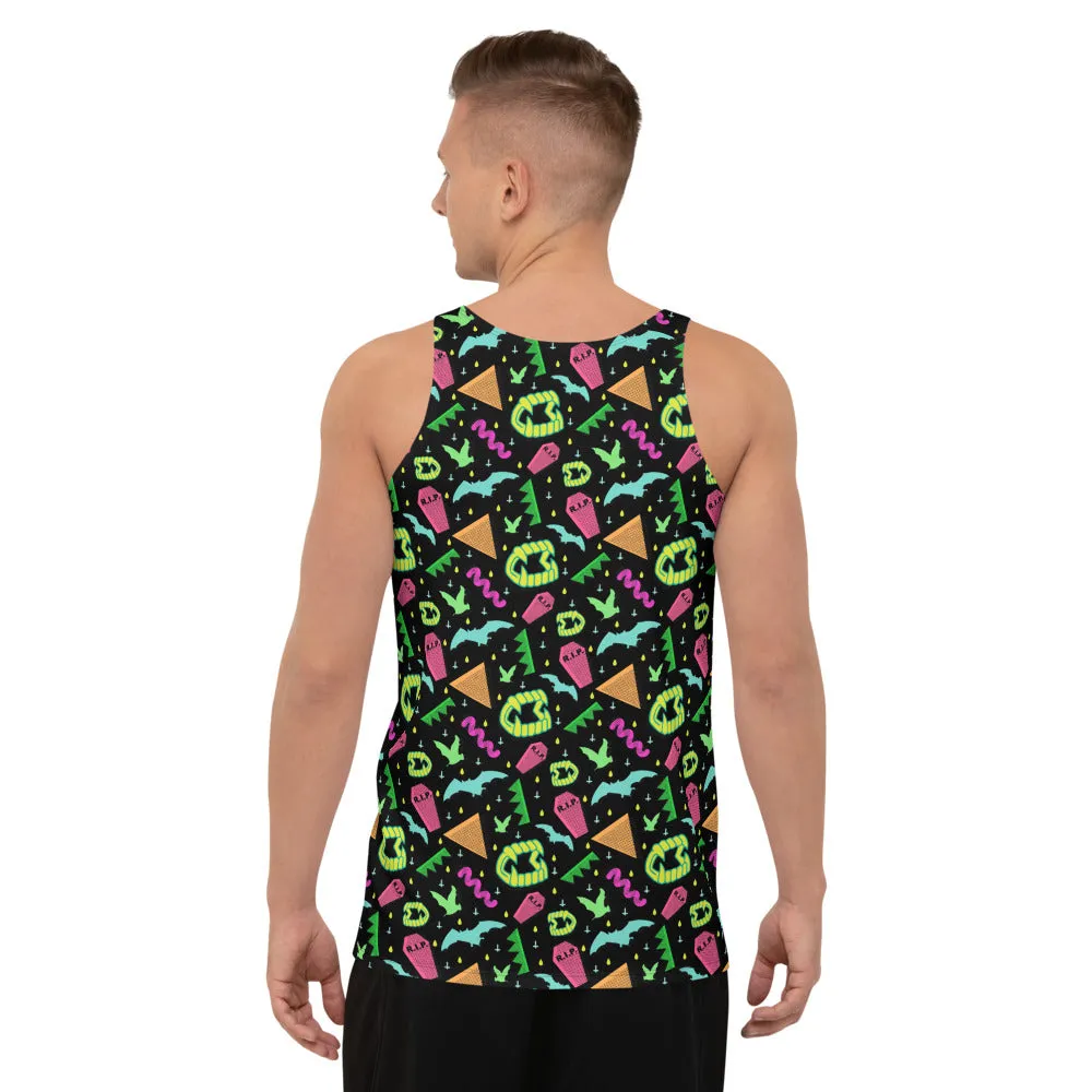 90s Style Vampire Fang Pattern Unisex Tank Top / All Over Print