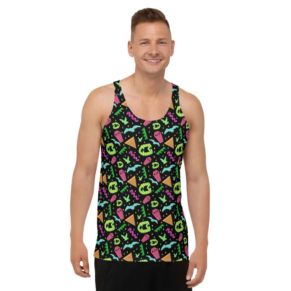 90s Style Vampire Fang Pattern Unisex Tank Top / All Over Print