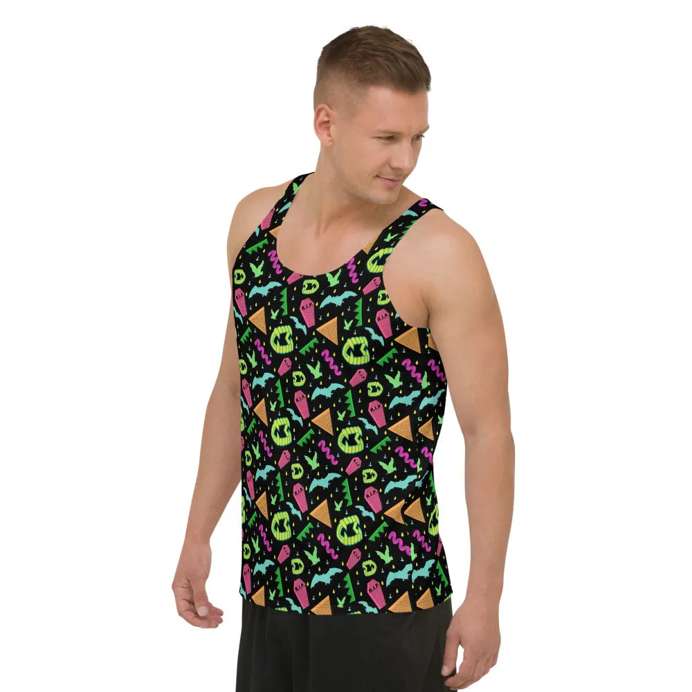 90s Style Vampire Fang Pattern Unisex Tank Top / All Over Print