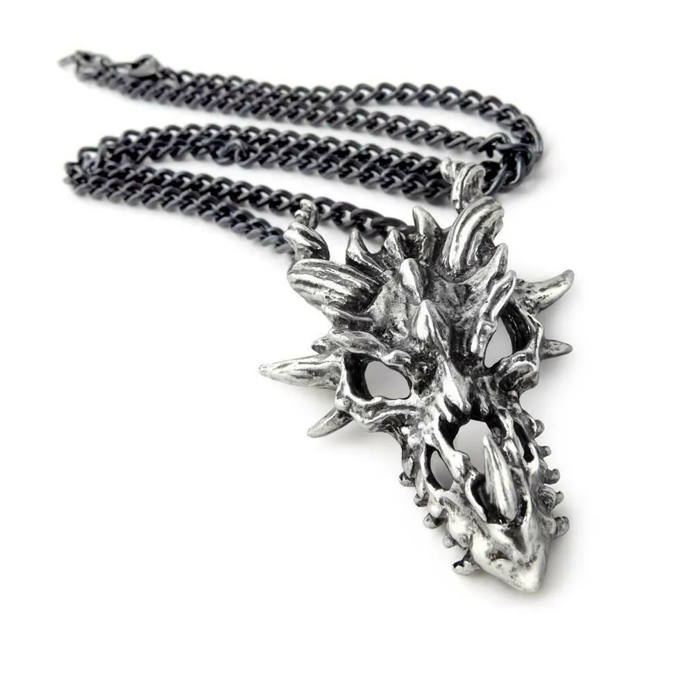 Alchemy Gothic P625  Dragon Skull Pendant Necklace