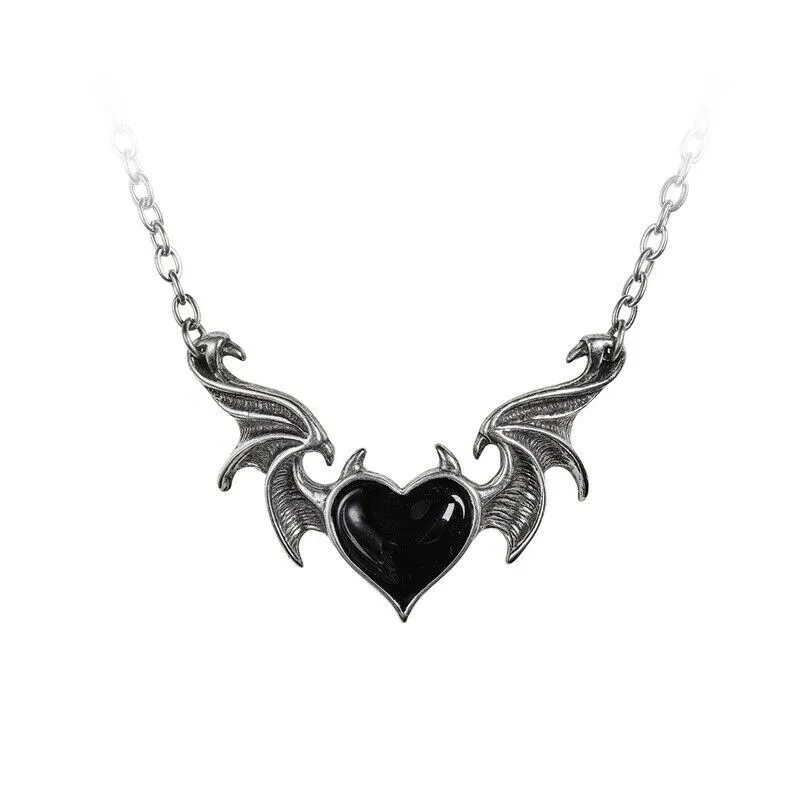 Alchemy Of England Heart Wing P896 Blacksoul Necklace Gothic Pendant IN HAND