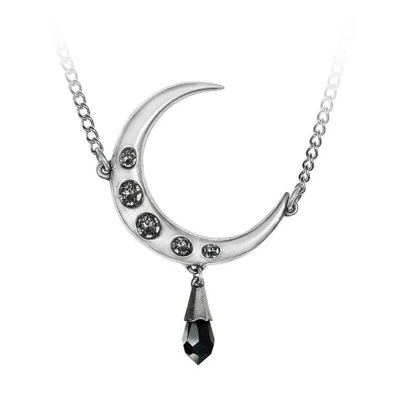 Alchemy P846 Lune Noir Necklace Gothic Pendant England Moon Black Crystal