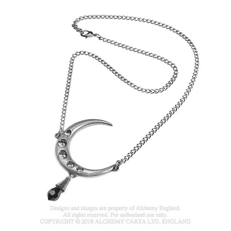 Alchemy P846 Lune Noir Necklace Gothic Pendant England Moon Black Crystal