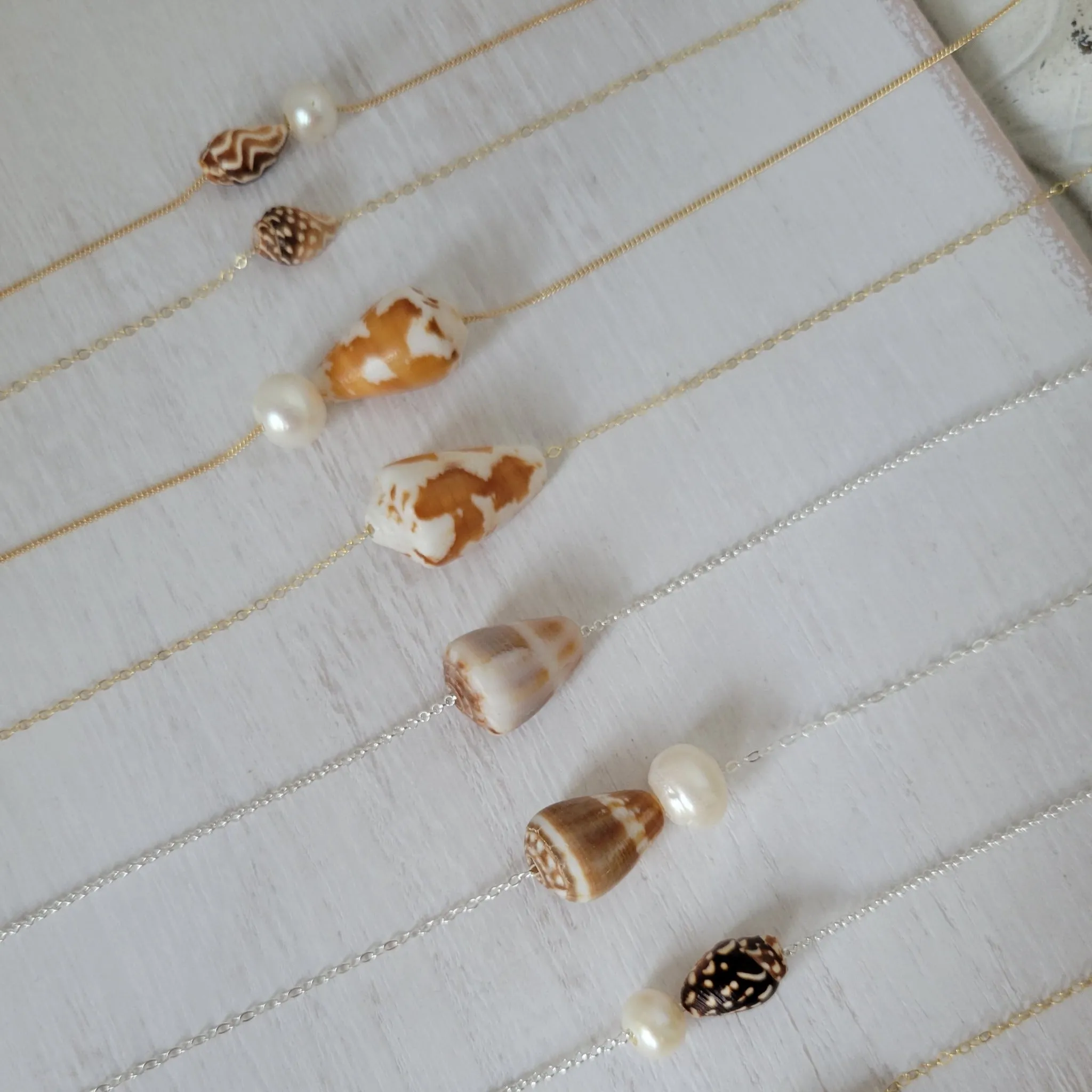 Aloha Anklet - Natural Shell and Pearl - Sterling or Gold