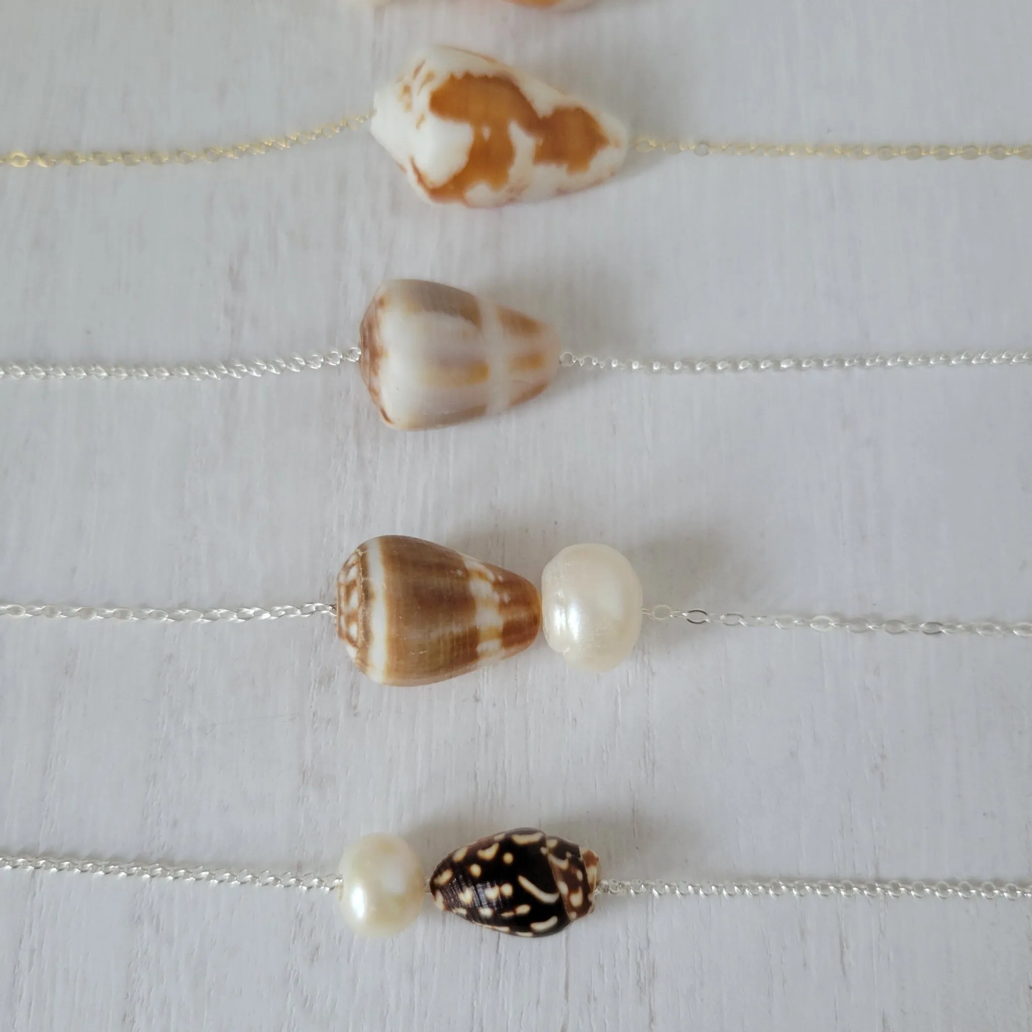 Aloha Anklet - Natural Shell and Pearl - Sterling or Gold