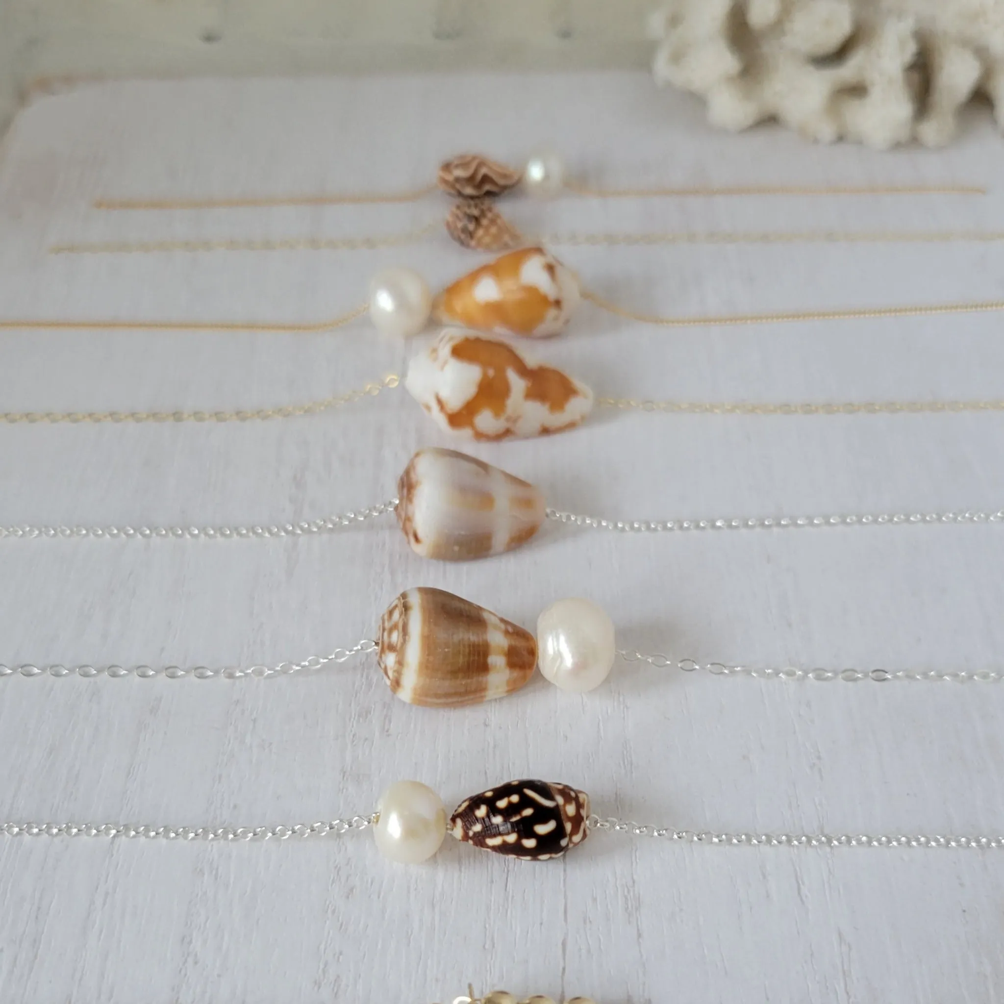Aloha Anklet - Natural Shell and Pearl - Sterling or Gold