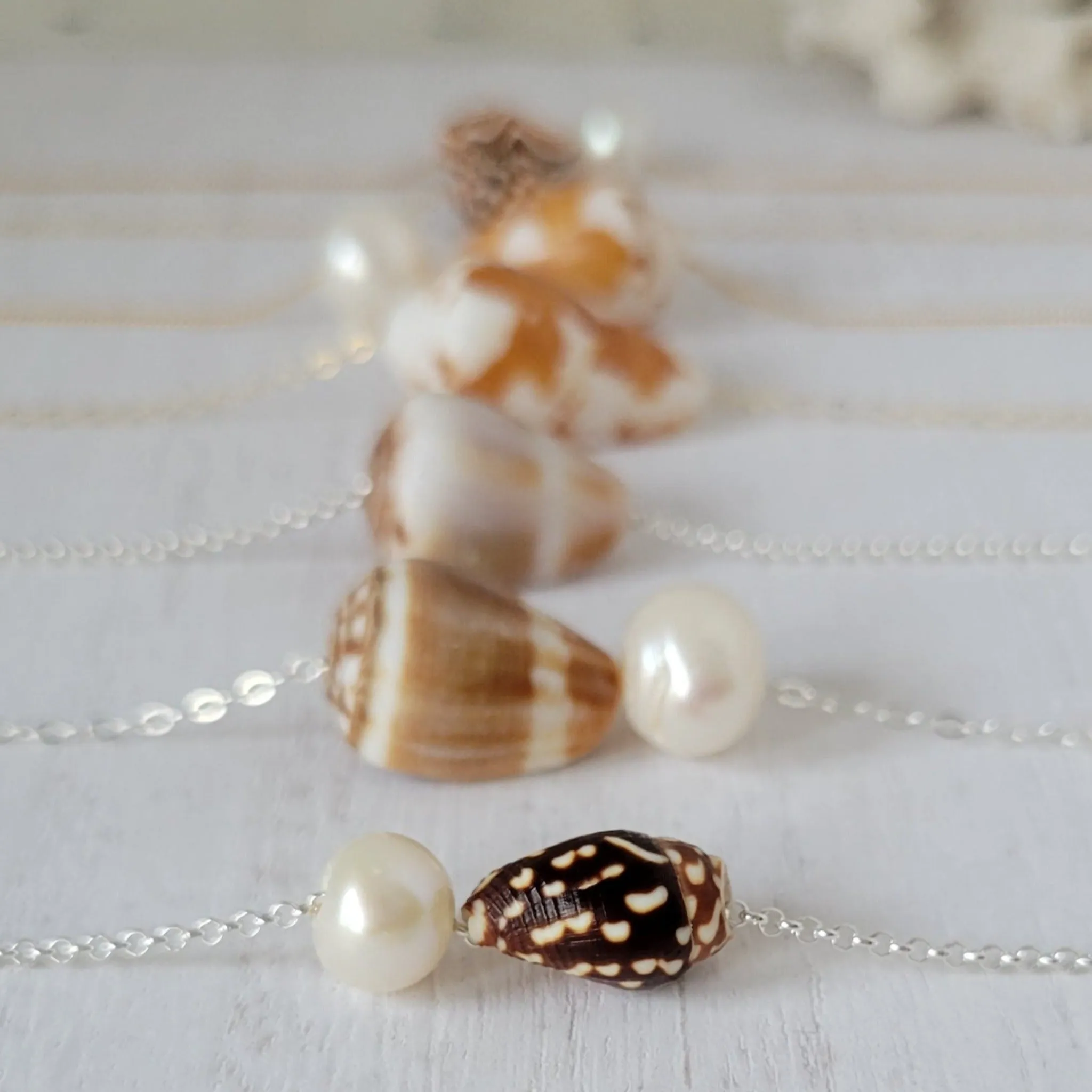 Aloha Anklet - Natural Shell and Pearl - Sterling or Gold