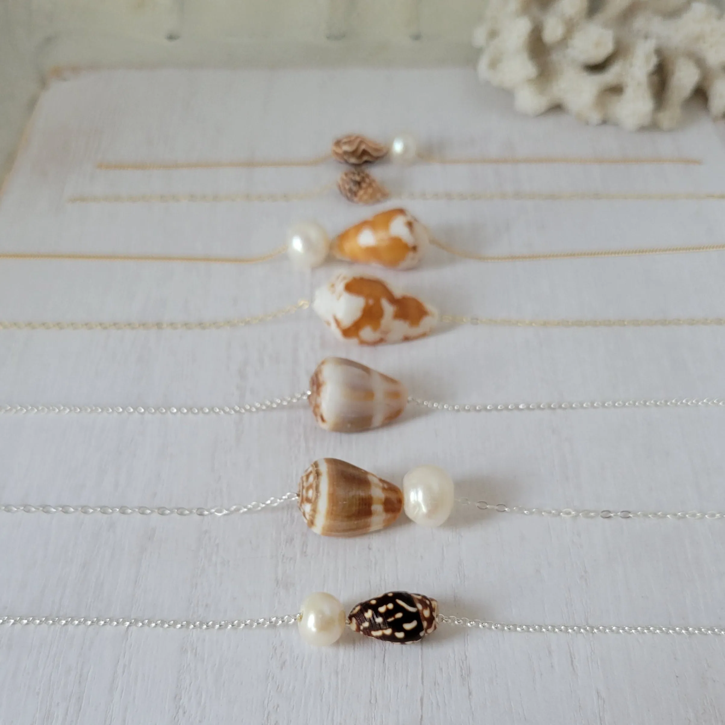 Aloha Anklet - Natural Shell and Pearl - Sterling or Gold