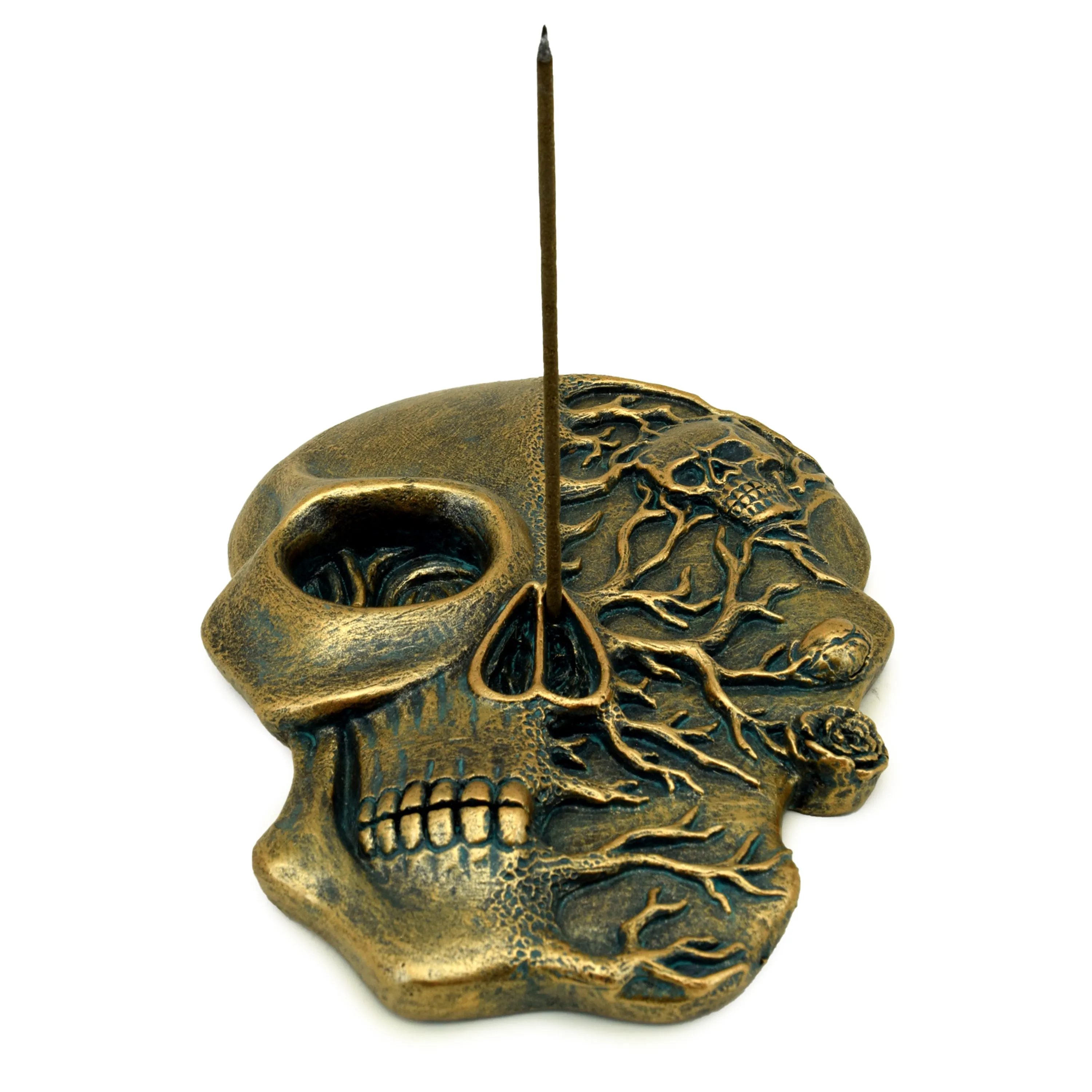 Ashcatcher Incense Burner - Skull Shaped with Roses