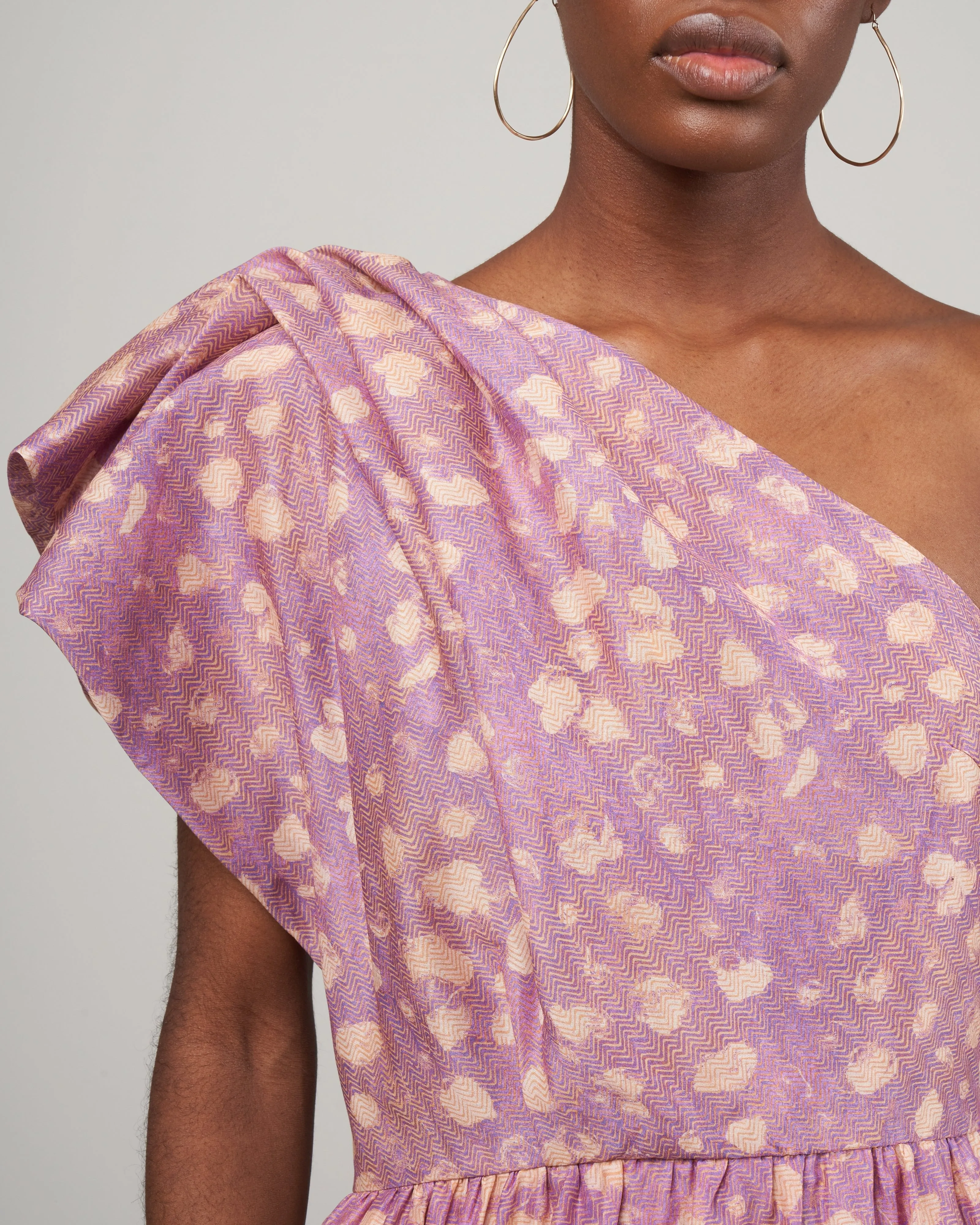 athena dress - lavender handprint dot