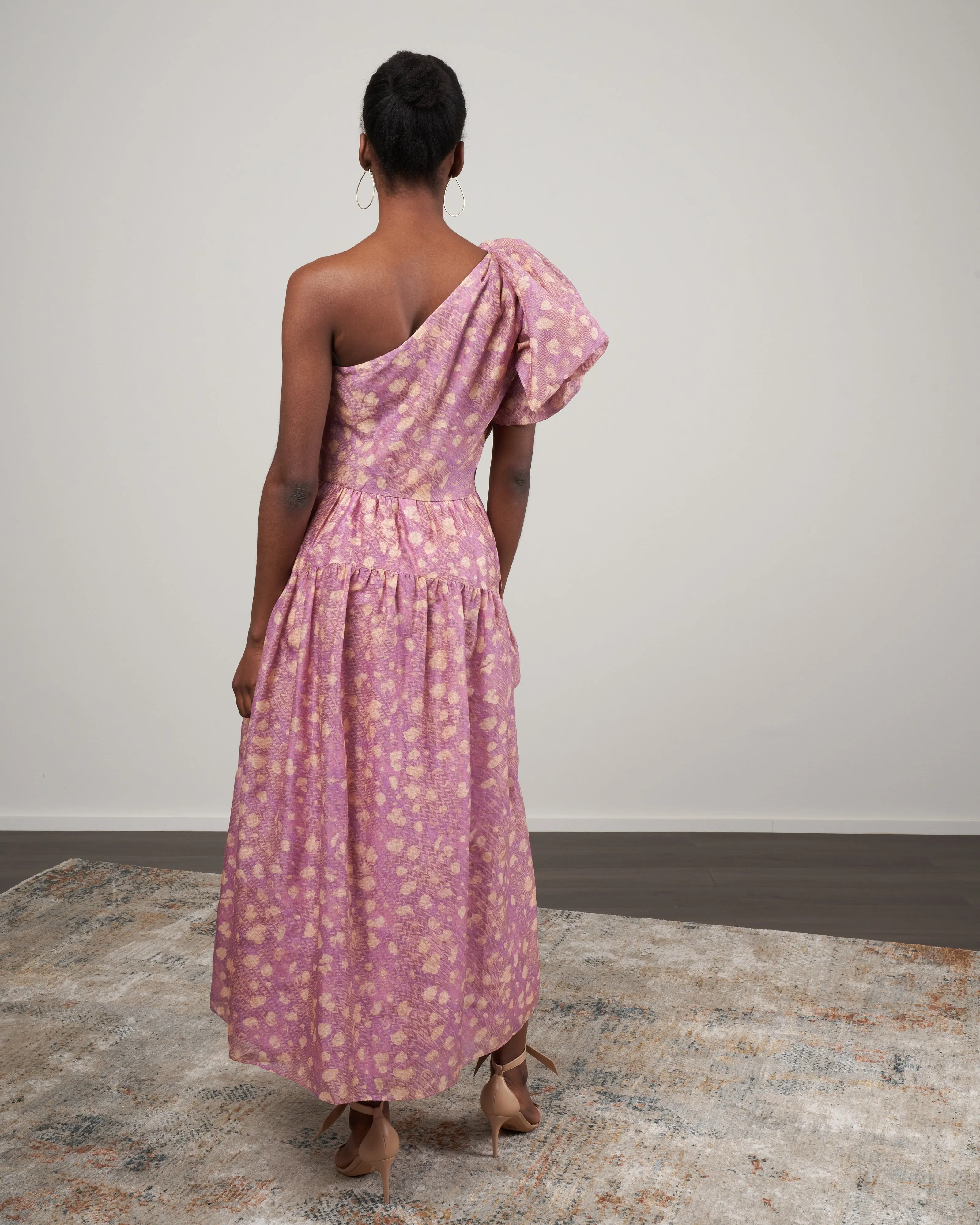 athena dress - lavender handprint dot