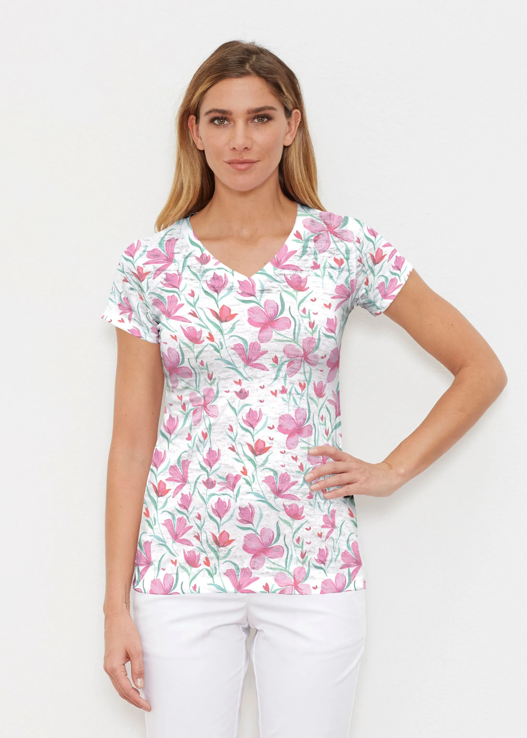 Azalea (8109) ~ Signature Cap Sleeve V-Neck Shirt