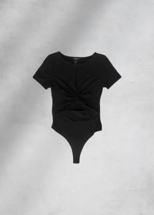Beatrice Twisted Front Bodysuit - Black