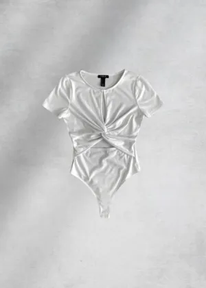 Beatrice Twisted Front Bodysuit - White