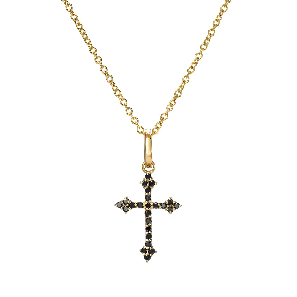 Black Diamond Baby Gothic Cross Pendant