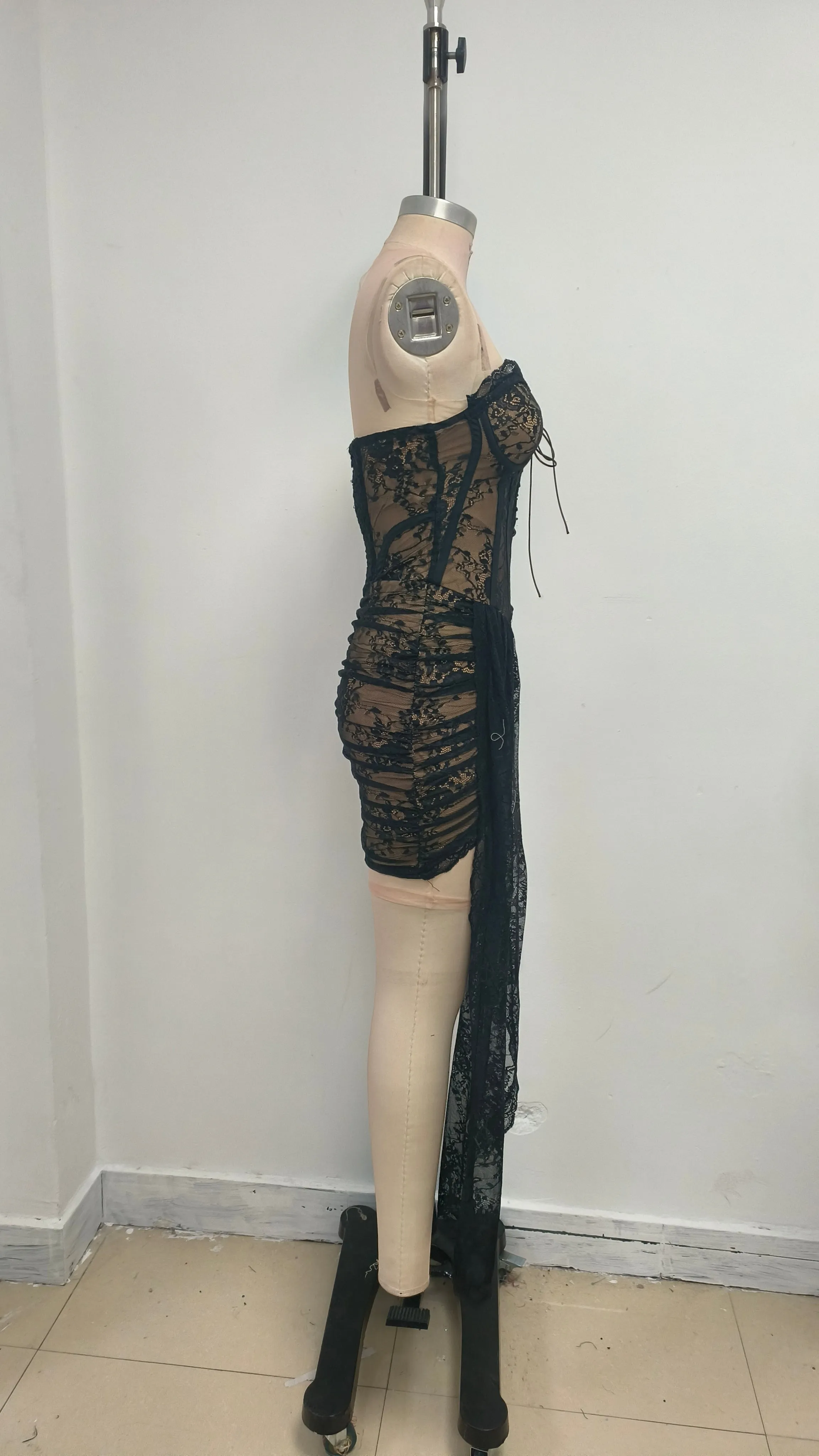Black Lingerie Corset Mini Skirt