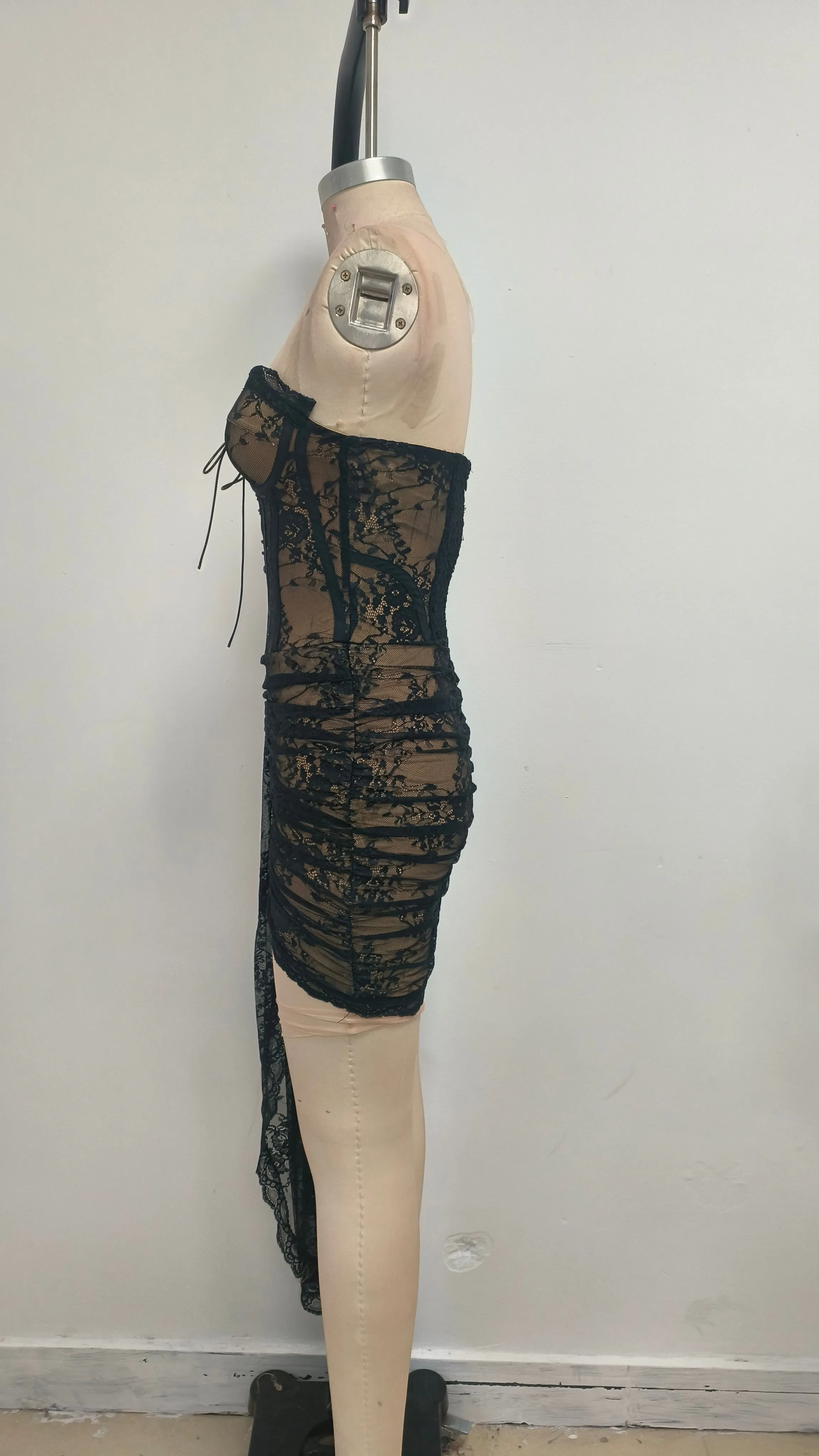 Black Lingerie Corset Mini Skirt