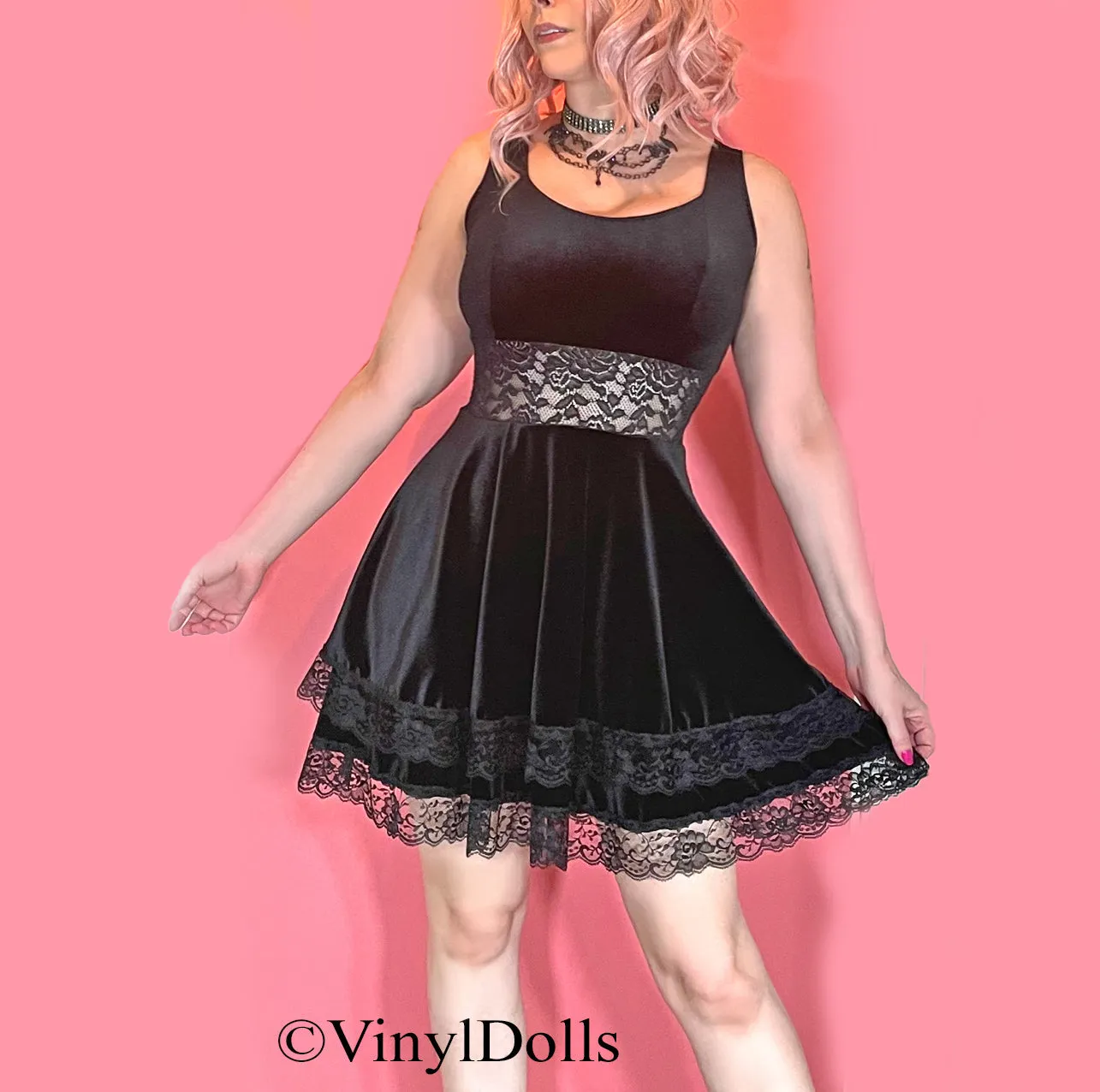 Black Velvet Lace Dress