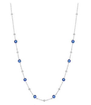 Blue Sapphire Bezel Bead Chain Necklace