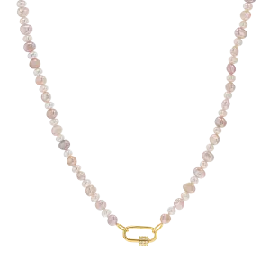 Blush and White Pearl Connector Necklace