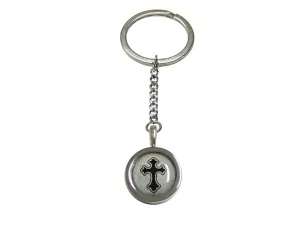 Bordered Gothic Cross Pendant Keychain