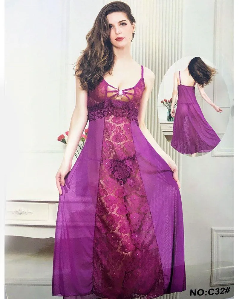 Bridal Honeymoon Sexy Long Nighty - C32