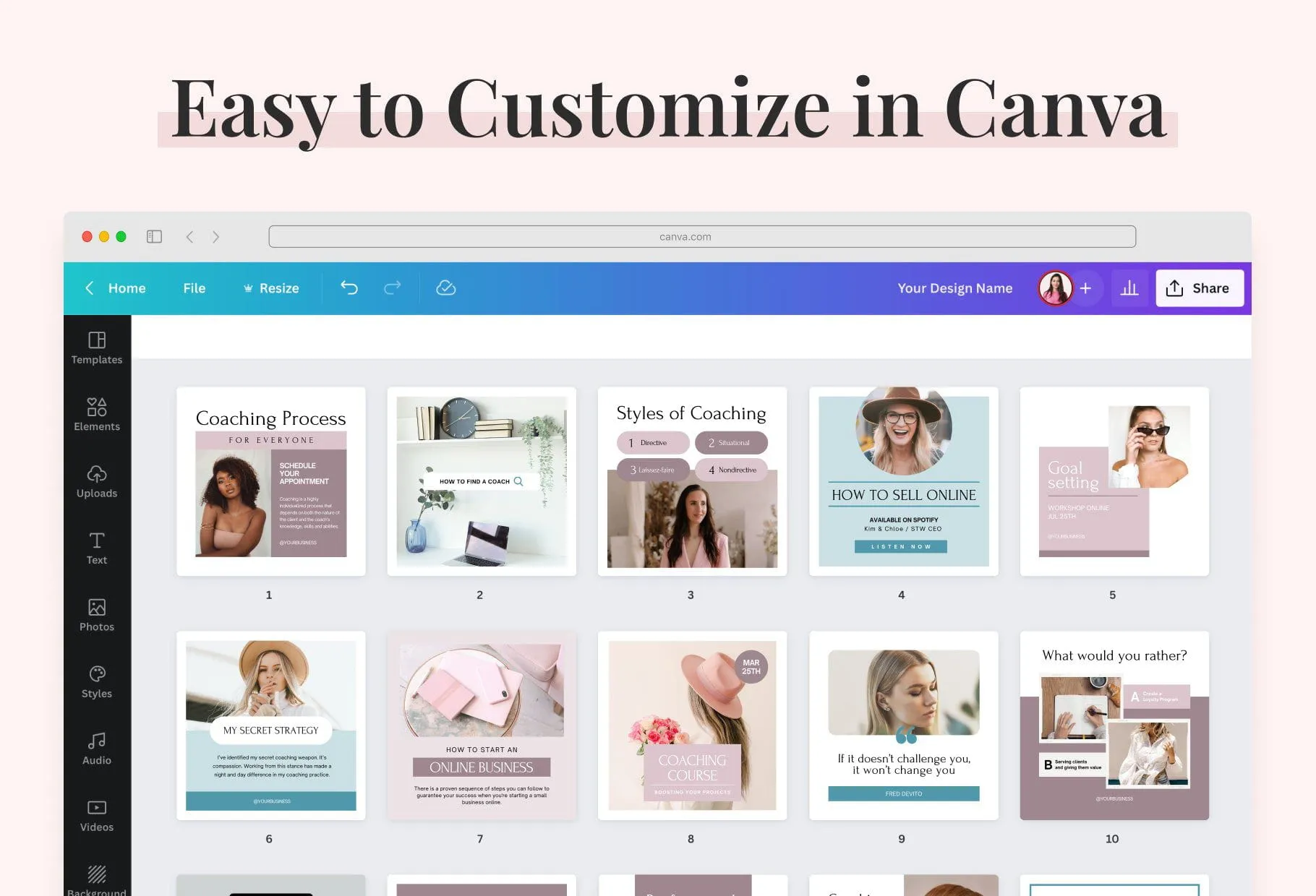 Business Coaching Instagram Post Canva Templates