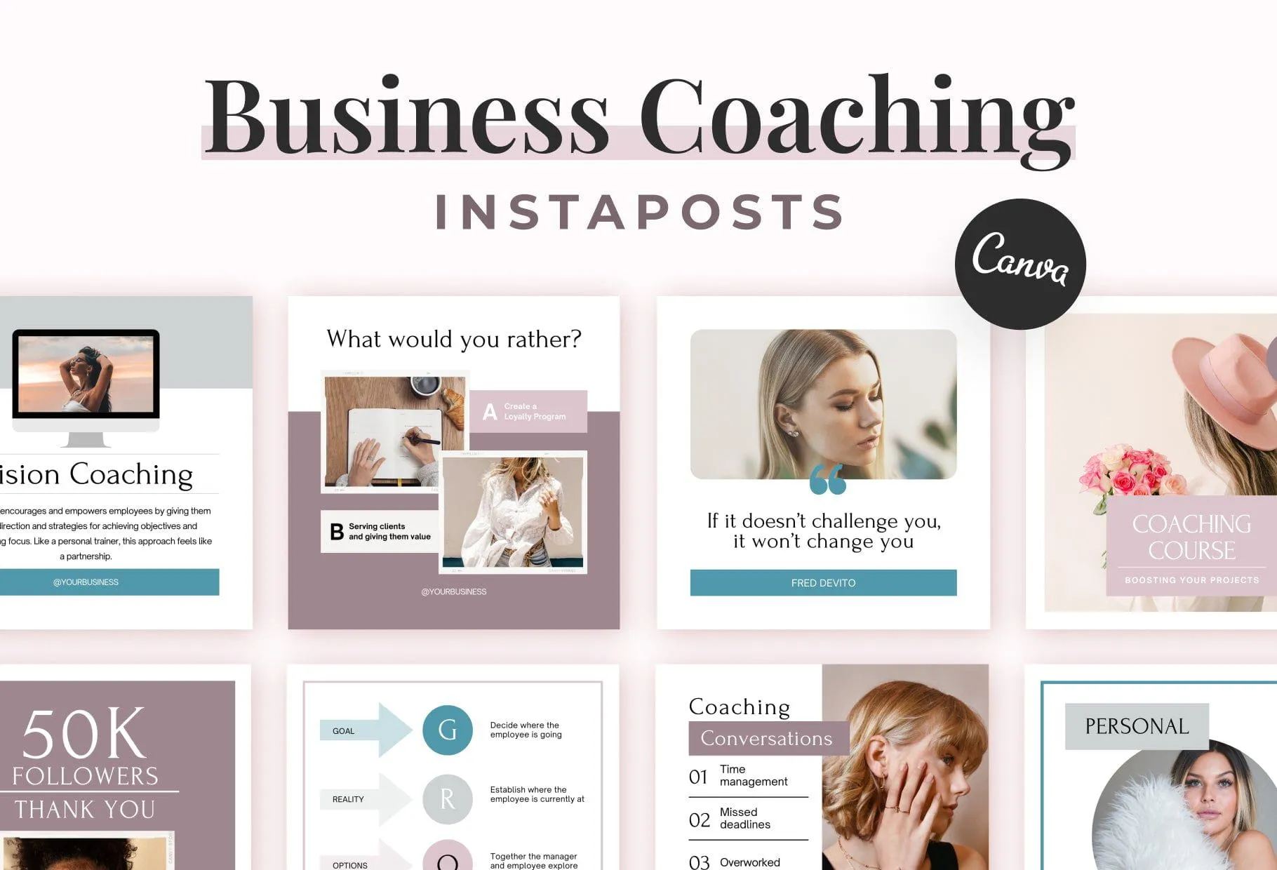 Business Coaching Instagram Post Canva Templates