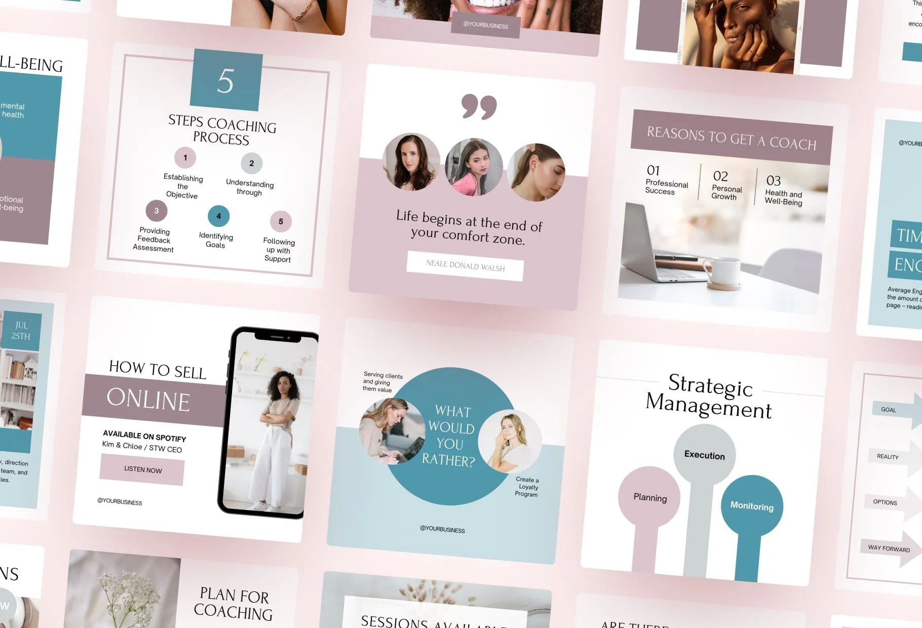 Business Coaching Instagram Post Canva Templates