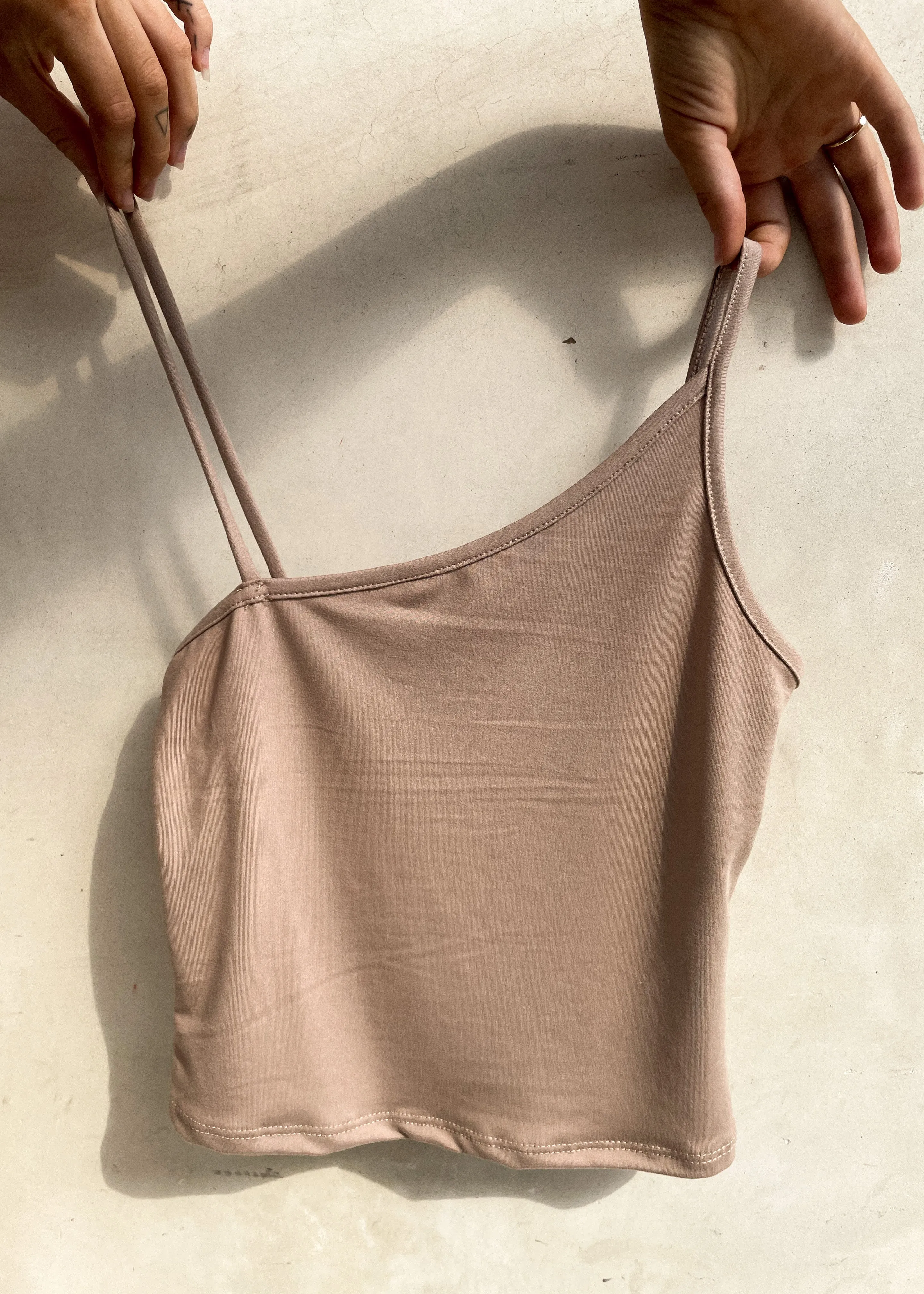 Cally Asymmetrical Cami Top - Beige
