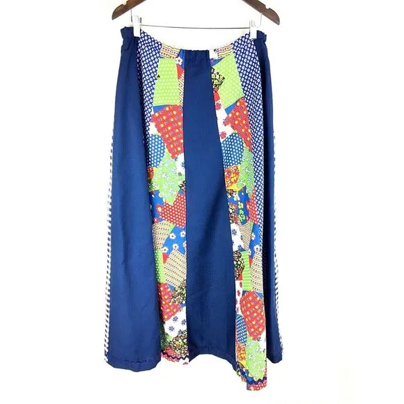 Carefree Fashions Vtg Colorblock Prairie Maxi Skirt XL (msrd)‎ Hippie Festival