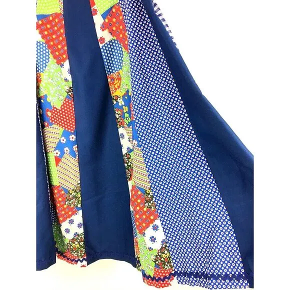 Carefree Fashions Vtg Colorblock Prairie Maxi Skirt XL (msrd)‎ Hippie Festival