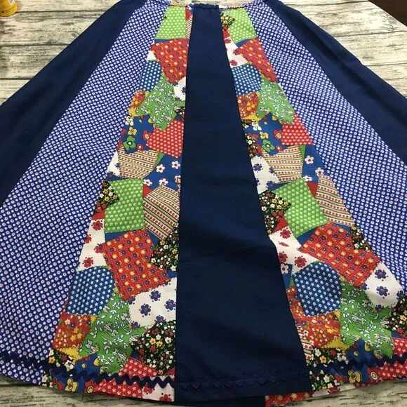 Carefree Fashions Vtg Colorblock Prairie Maxi Skirt XL (msrd)‎ Hippie Festival