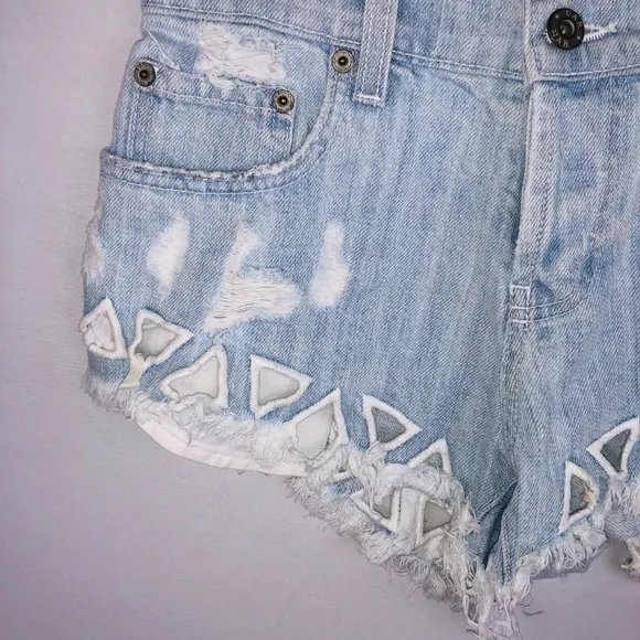 Carmar Triangle Cut Out Boho Festival Jean Shorts