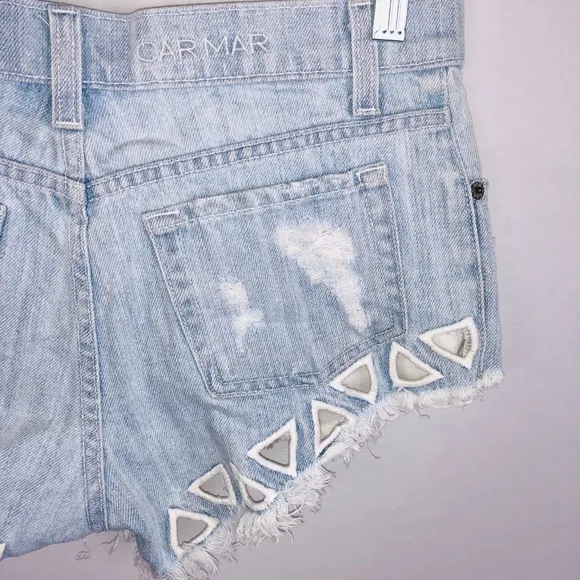 Carmar Triangle Cut Out Boho Festival Jean Shorts