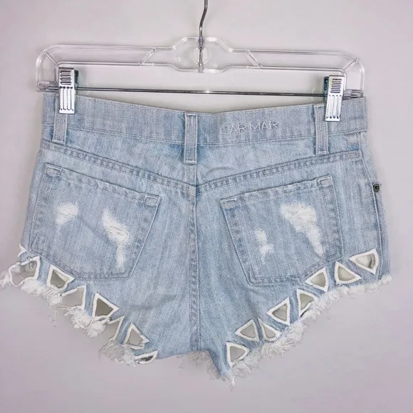 Carmar Triangle Cut Out Boho Festival Jean Shorts