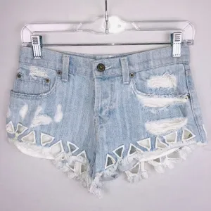 Carmar Triangle Cut Out Boho Festival Jean Shorts